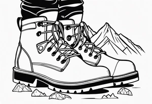 Hiking boots with mountains tattoo idea