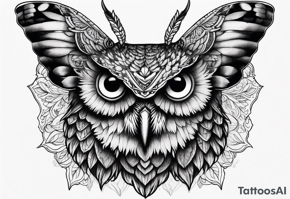 Dead head moth with owl eyes tattoo idea
