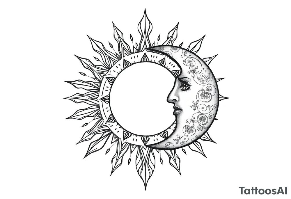 celestial sun and moon with constellation patterns tattoo idea celestial sun and moon with constellation patterns tattoo idea