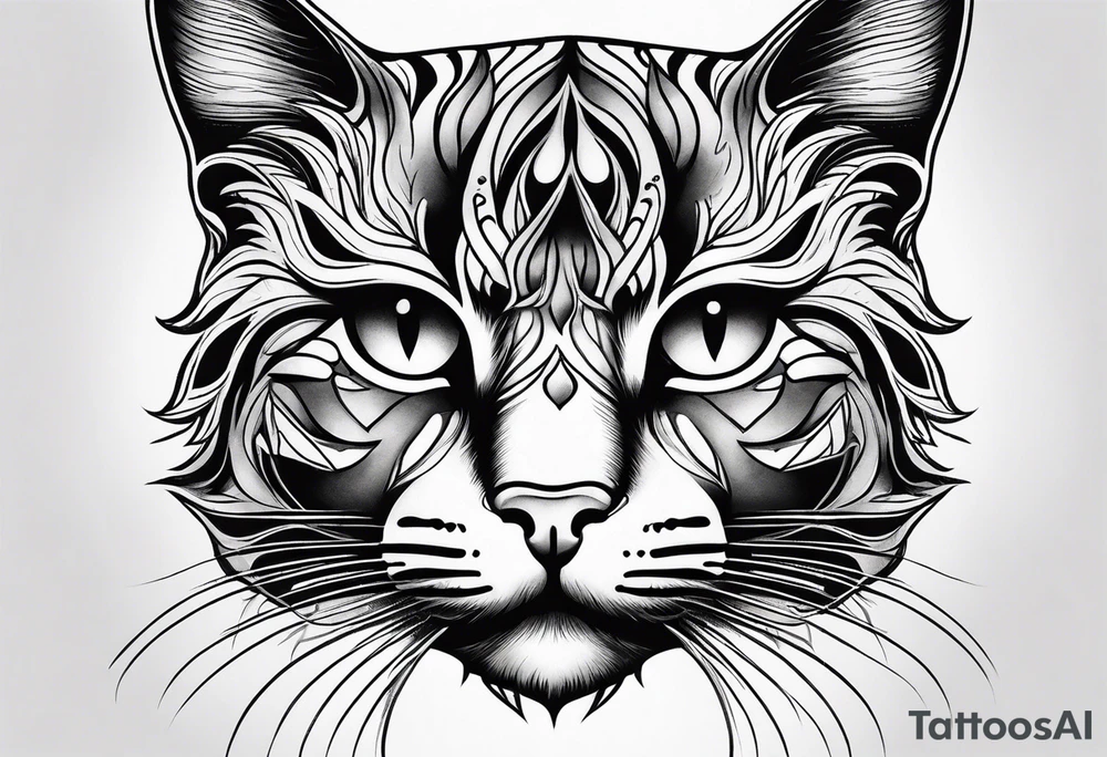 small Cat face, front on tattoo idea