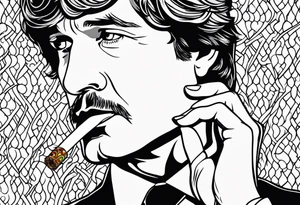 Tucker Carlson smoking cigarette tattoo idea