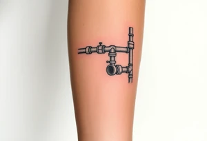 extremely detailed system of plumbing pipes with each pipe ending without a curved pipe tattoo idea