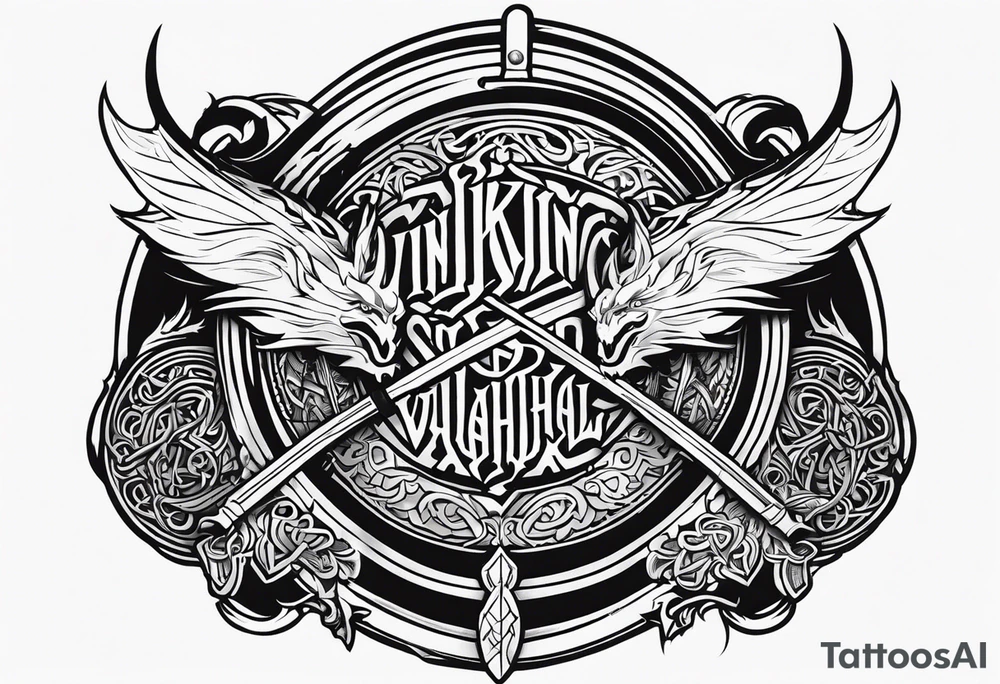 Viking sword Valhalla dragon shield tattoo idea