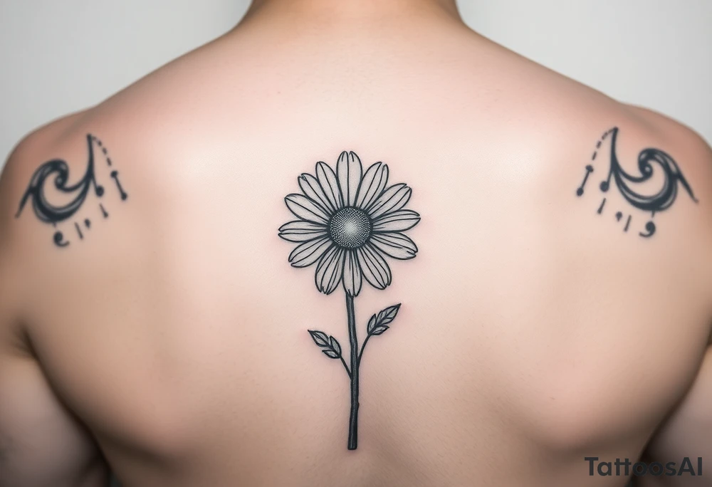 Fine line A N T placed together hidden 
with daisy tattoo idea