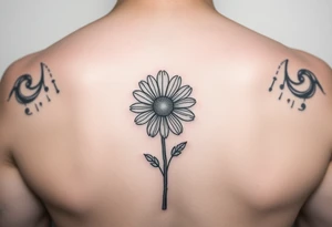 Fine line A N T placed together hidden 
with daisy tattoo idea