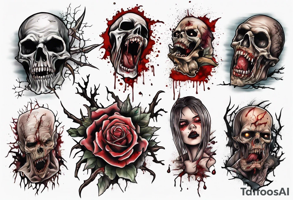 Gruesome horror scene tattoo idea