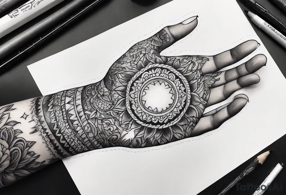 A hand holding fire tattoo idea