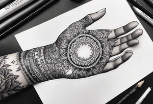 A hand holding fire tattoo idea