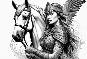 Valkyrie lady on hourse tattoo idea