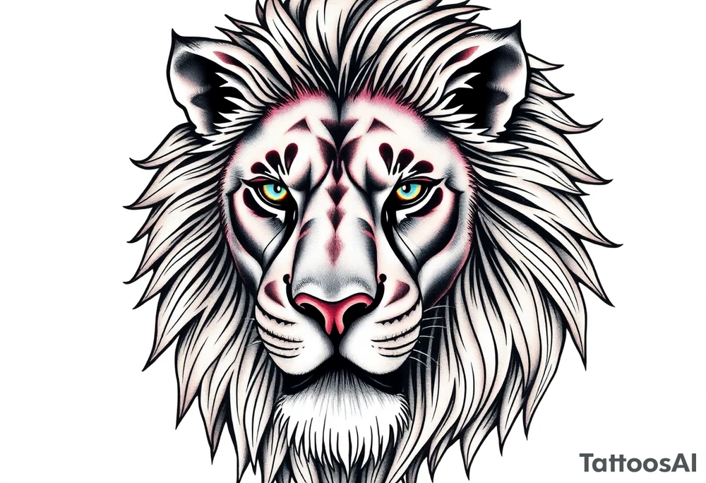 powerful majestic lion, close-up tattoo idea