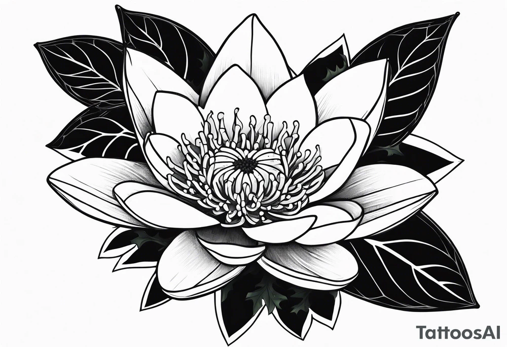 Water lily and holly birth flowers intertwined tattoo idea