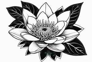 Water lily and holly birth flowers intertwined tattoo idea