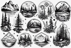 forest and sea mountains tattoo idea