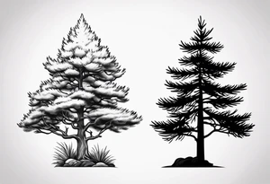 Pine tree and juniper tree side by side tattoo idea