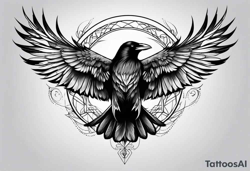 crow with open wings tattoo idea