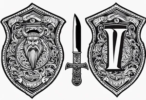 Valhalla viking gods shield hatchet tattoo idea