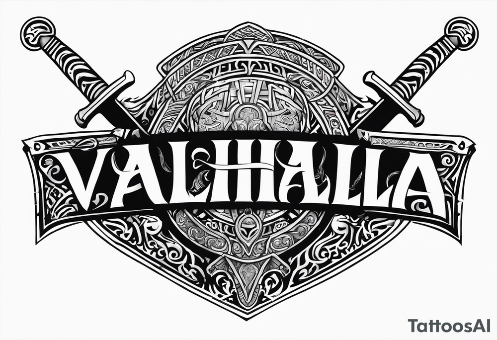 Valhalla viking helmet 
Sword shield tattoo idea