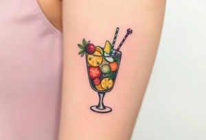Fun cocktail that you would get on a Caribbean cruise in a rocks glass with lots of garnishes tattoo idea
