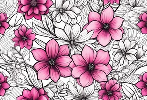 Pink flowers with dott pattern tattoo idea