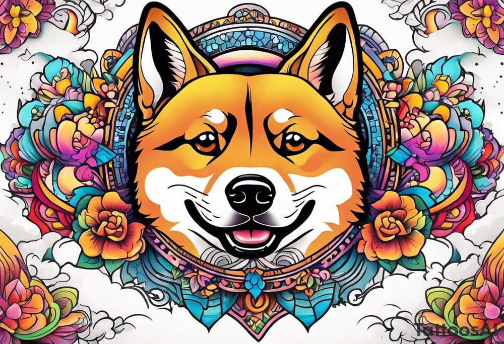 Trippy Cartoon shiba tattoo idea