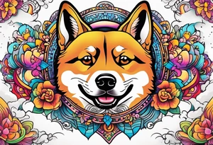 Trippy Cartoon shiba tattoo idea