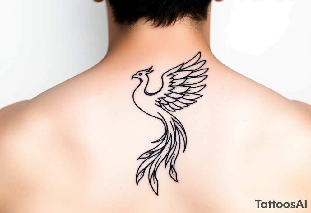 magnificent phoenix rising from golden flames with trailing embers tattoo idea