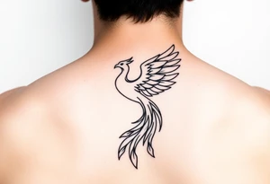 magnificent phoenix rising from golden flames with trailing embers tattoo idea