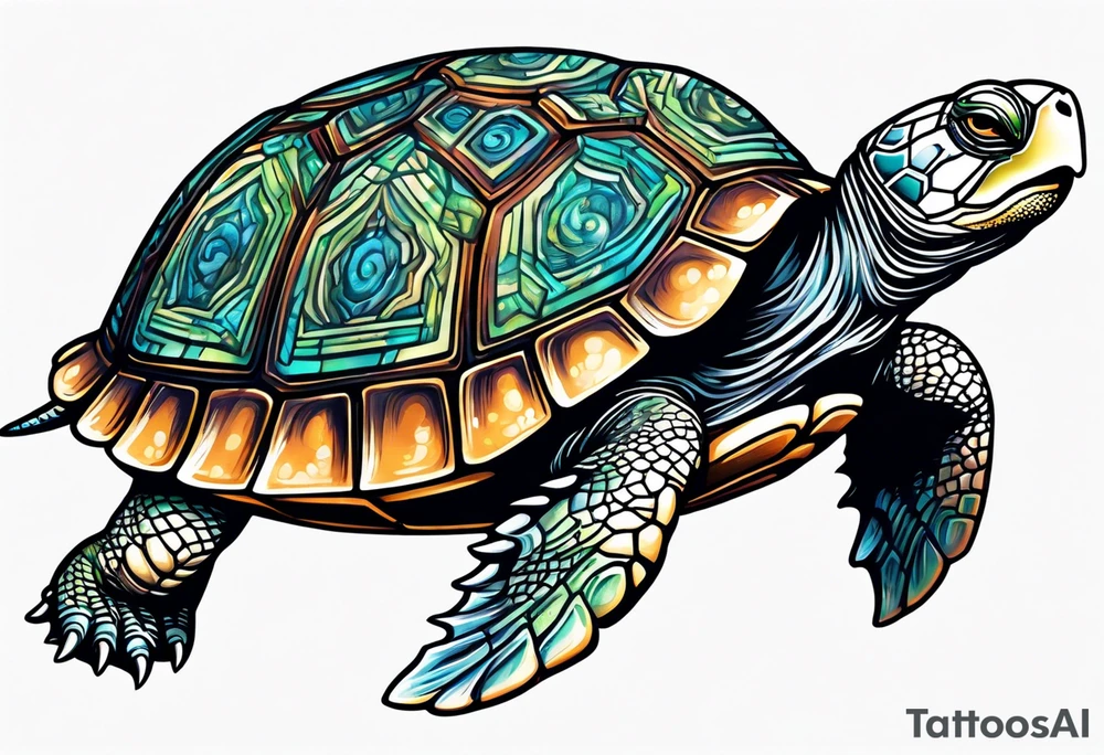 Turtle running across the finish line of a marathon tattoo idea