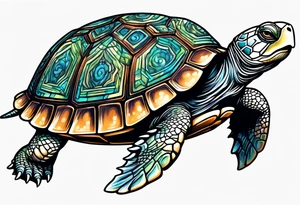 Turtle running across the finish line of a marathon tattoo idea