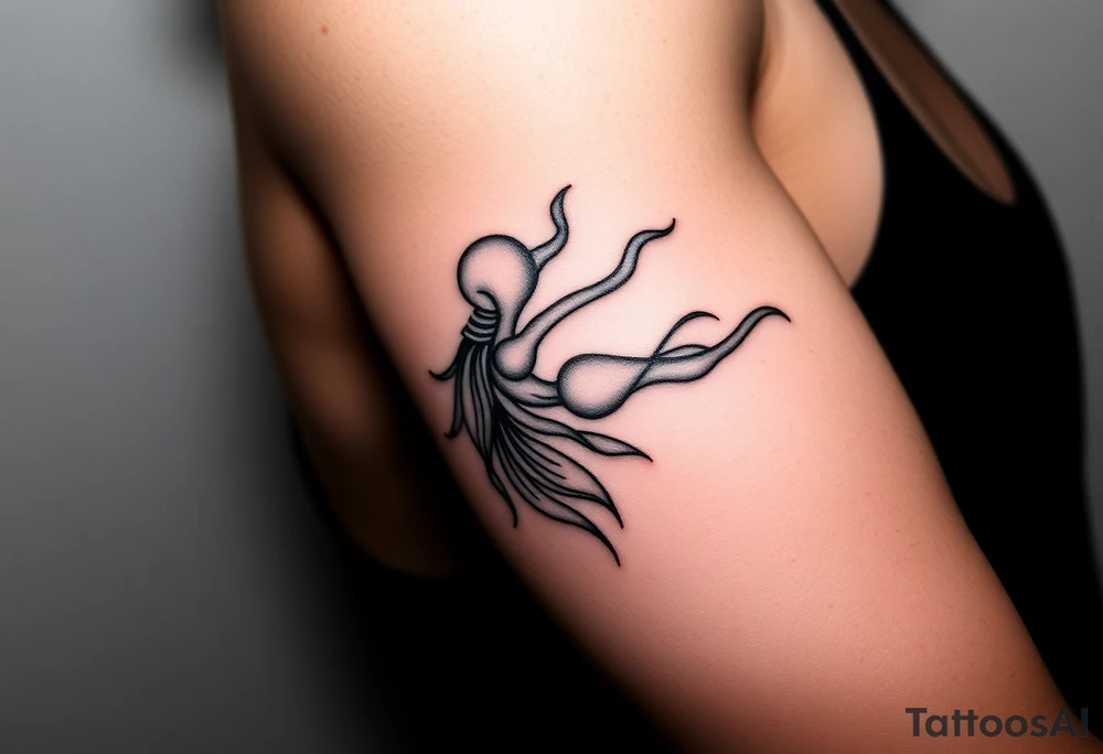 A tattoo representing self-discovery, freedom, and acceptance. Incorporate flowing silhouettes, abstract lines, or interconnected shapes that evoke a sense of unity, growth, and emotional strength. Keep the design elegant, modern, and deeply meaningful. tattoo idea