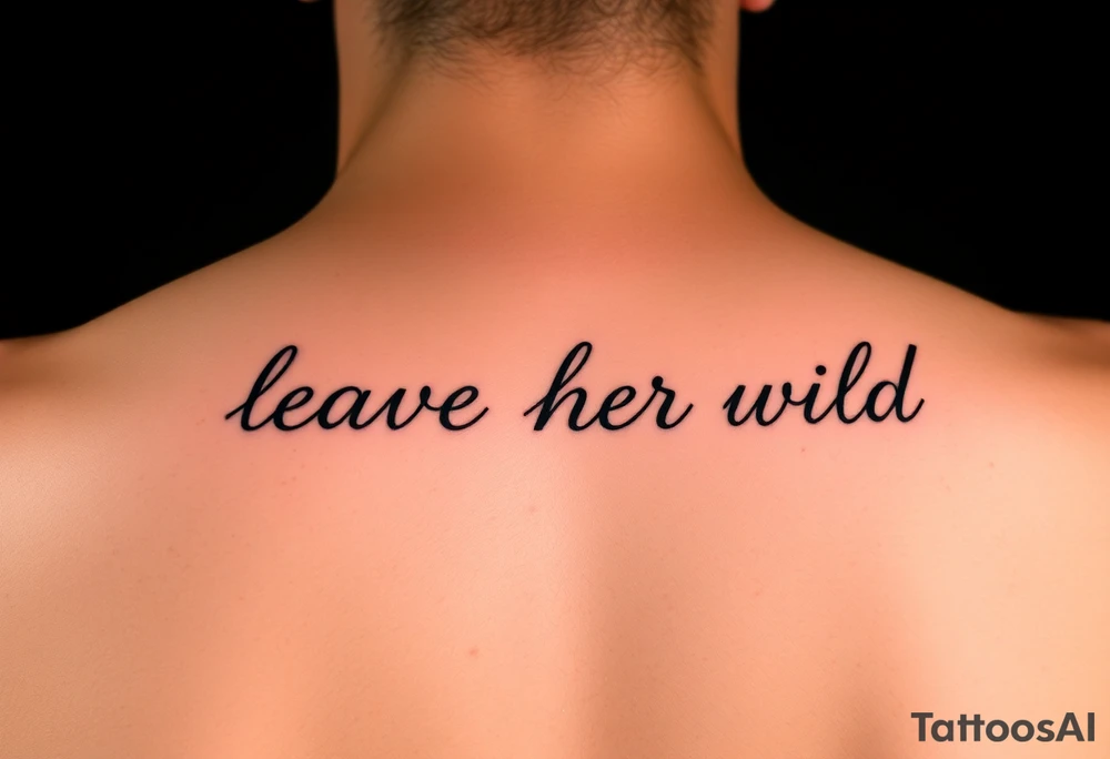 small fine line script tattoo of words "leave her wild" tattoo idea