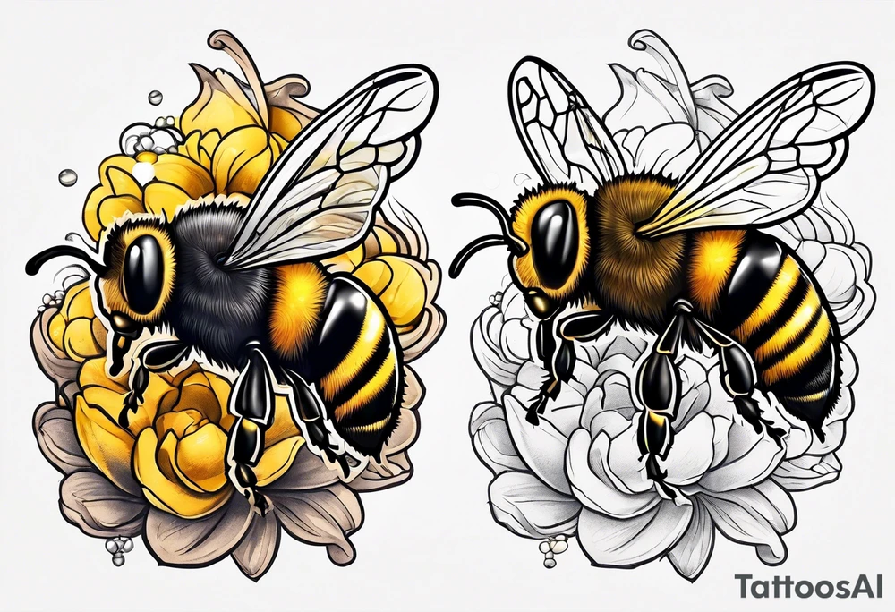 Forearm cut open to reveal tendons inside with bees crawling throughout tattoo idea
