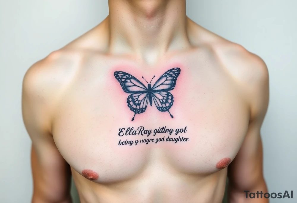 EllaRay with a butterfly and a quote about being my god daughter tattoo idea