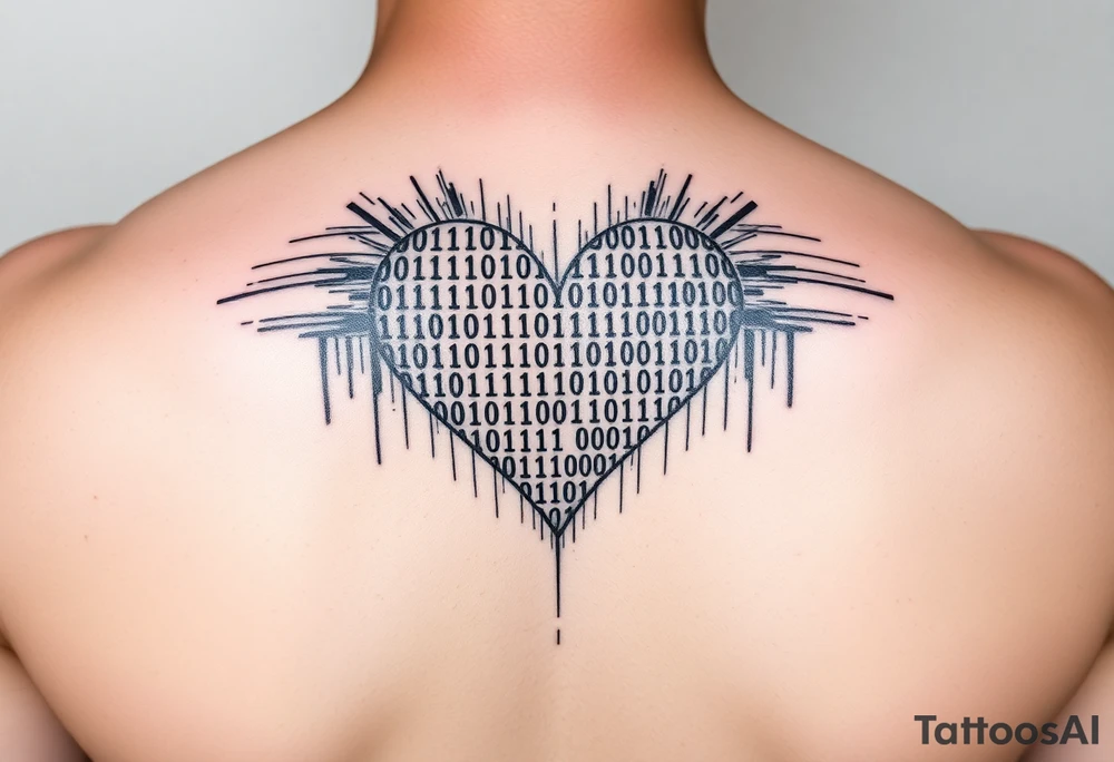 Tattoo of a binary code forming the shape of a heart tattoo idea