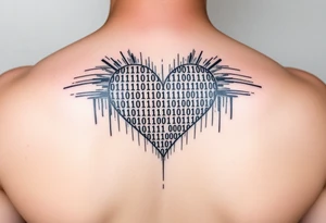 Tattoo of a binary code forming the shape of a heart tattoo idea