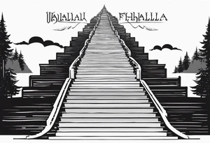Valhalla  fog stairs mist family tattoo idea