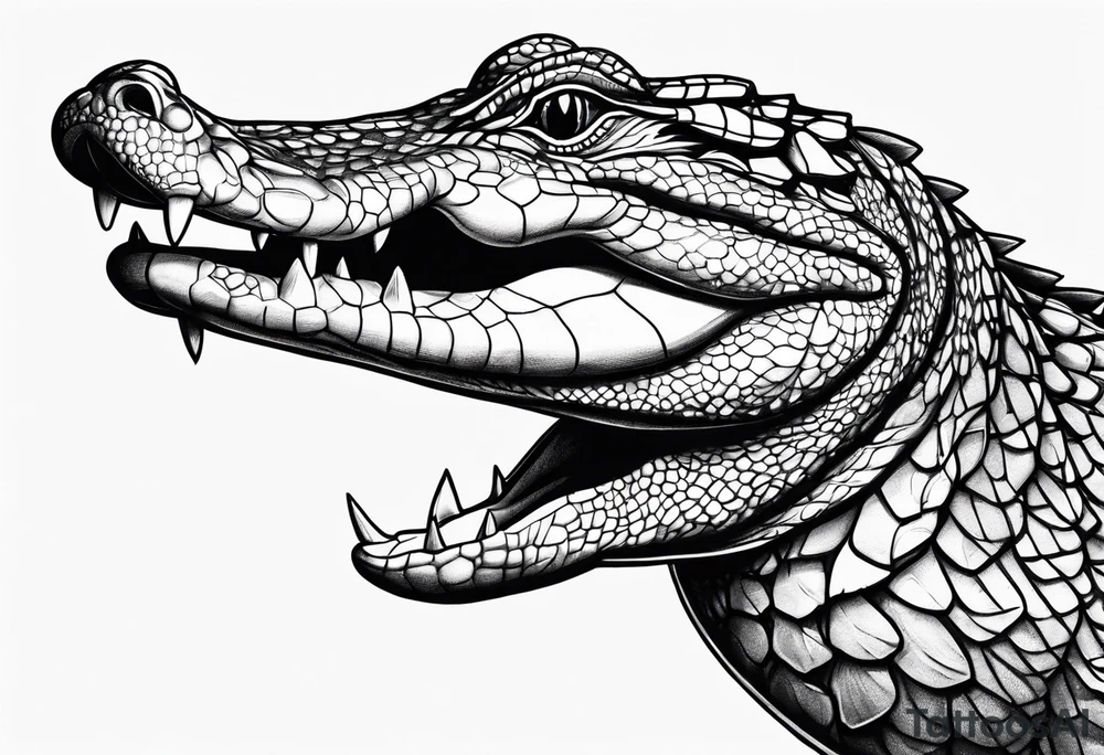 Full body Caiman with tail tattoo idea