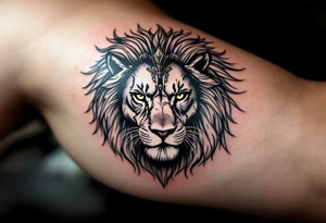 egyptian themed lion (red and black) tattoo idea