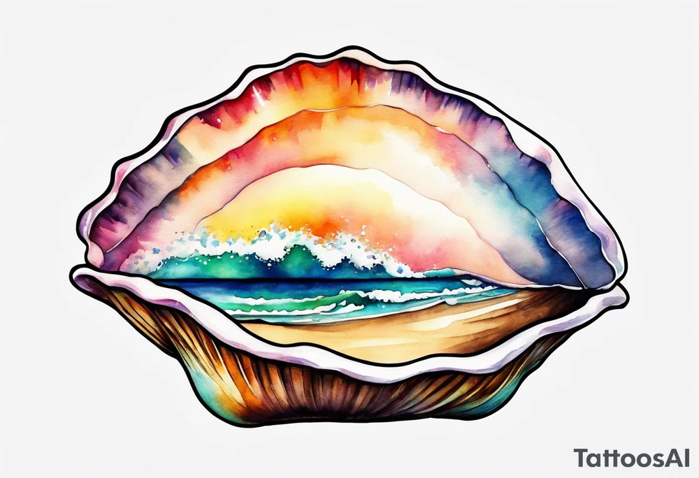 One small  Pretty open clam shell tattoo idea