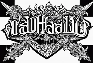 Valhalla sword  fire chains family tattoo idea