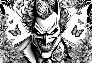 Batman and joker tattoo with butterflies tattoo idea