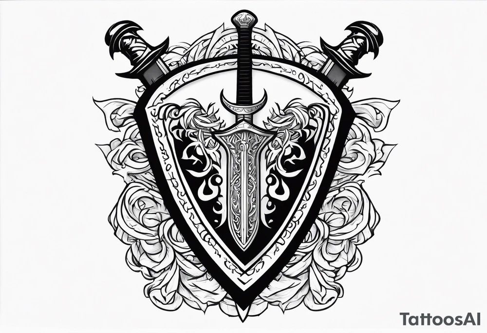 Valhalla sword shield banner tattoo idea
