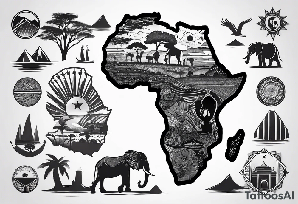 Africa continent shape tattoo idea