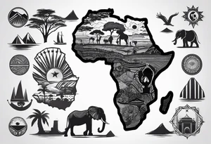Africa continent shape tattoo idea
