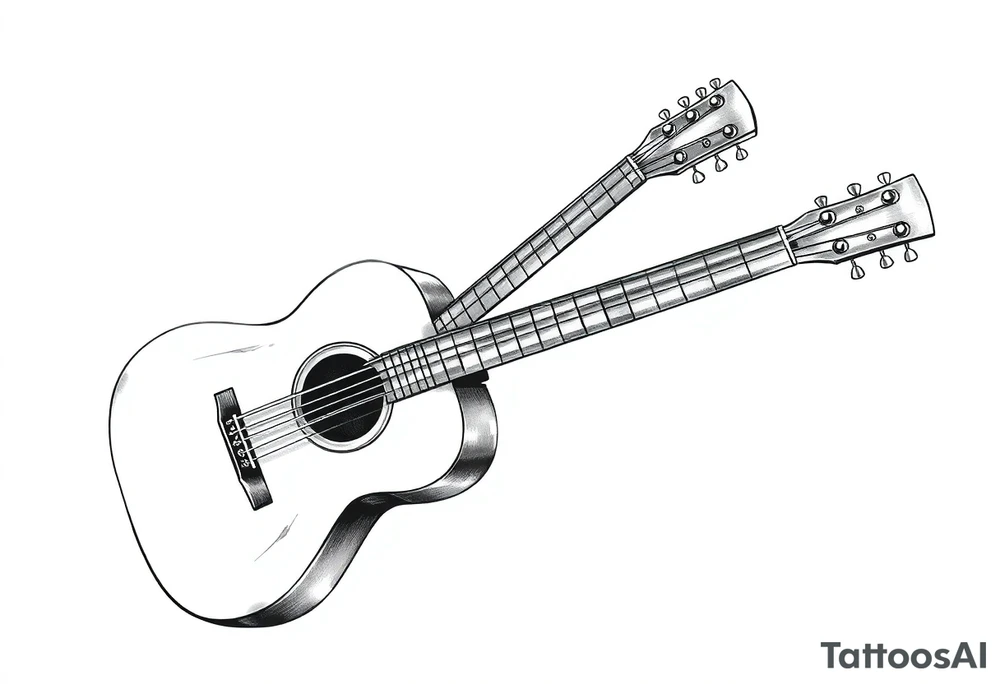 Line traditional American acoustic guitar tattoo idea