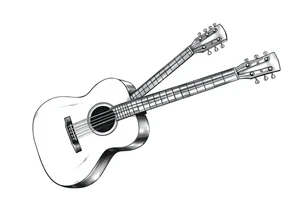 Line traditional American acoustic guitar tattoo idea