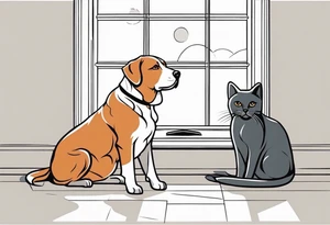 dog and cat sitting on floor and looking out octagonal window together

american traditional style tattoo idea