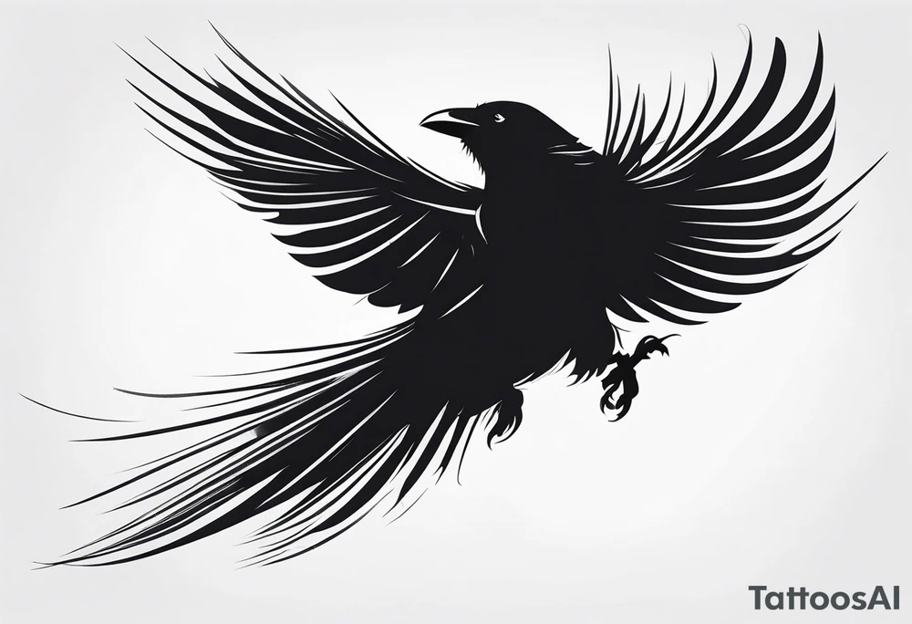 Dramatic Raven in Flight tattoo idea