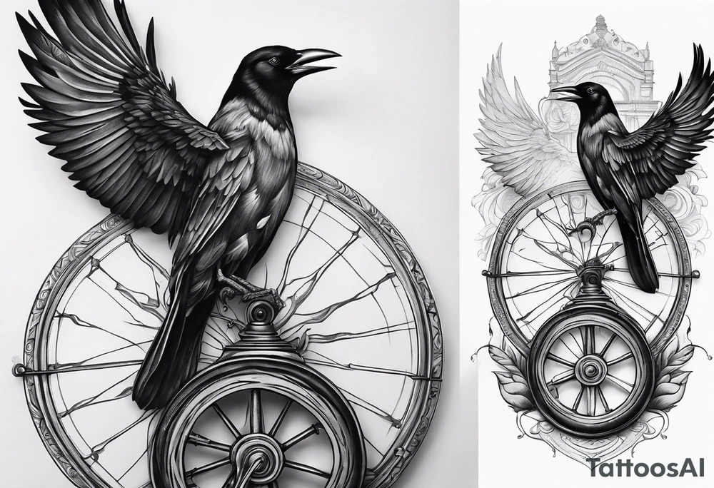 Magnificent with spinning wheel and crow from sleeping beauty tattoo idea