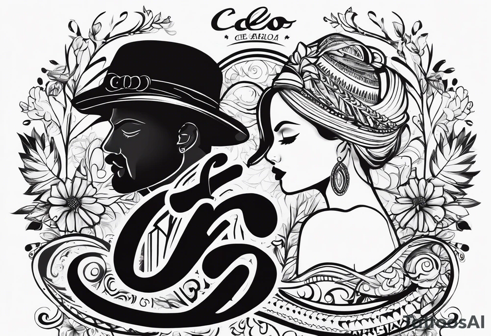 Nome Cleo e Carlos de forma criativa tattoo idea